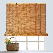 Bamboo Blinds, Bamboo Roll Up Shades, （50%-70% Light Blocking） Decorative Roller Blinds for Room Porch Pool Roof, Kitchen Blinds,40 50 60 70 80 90 100CM Wide(W130xH350cm/51x138in)