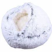 Pet Cat Calming Bed Cuddle Soft Warm Plush Cave Igloo Sleeping Nest Tent House - Grey