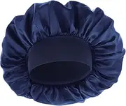 [WLLHYF] Silk Bonnet for Men, Satin Bonnet Double Layer Elastic Band Silk Sleep Cap Black Soft Adjustable Hair Cap Hair Wrap Large Bonnets for Women Sleeping