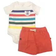 Carters Infant Boys 2 Piece Striped Bug Catcher Bodysuit Shirt & Shorts Set 12m