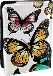 [JEJEA] Beautiful Butterfly Print Travel Organizer Credit Cards Case Passport BookPassport Holder Cover Wallet forTraveling,, Black, One Size