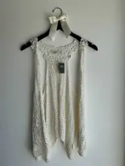 NWT Abercrombie & Fitch A&F Crochet Vest White OS One Size HCO
