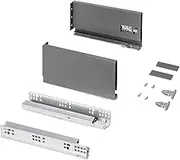 Emuca - Drawer Kit for Kitchen and Bathroom, Height 131mm, Depth 270mm, 30kg, Soft Close, Panels Not Included, Steel, Anthracite Grey