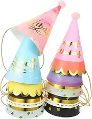JOINPAYA 10 Pack Birthday Party Hat Boys and Girls Party Cap Lightweight Comfortable Birthday Cap for Boys Girls Random Color
