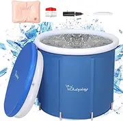 XL Ice Bath Tub for Athletes & Adults - 105 Gallons, Cold Plunge Tub with Cover, Inflatable Ice Bath Barrel for Indoor Outdoor - Blue