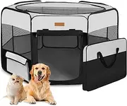 Akinerri Pet Playpen Portable Foldable Playpen for Dog/Cat/Puppy Exercise Kennel Dogs Cats Indoor/Outdoor Removable Mesh Shade Cover (Blue, Medium)