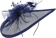 [MOBUTOFU] Adjustable Mesh Top Hat Headband for Women for Tea Parties Weddings Halloween Costumes Banquets Dark Blue