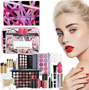Makeup Full Kit, Makeup Kit for Women with Cosmetic Bag, Includes Concealer Palette, Eyebrow Cream, Mascara, Powder Puff