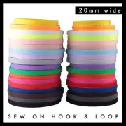 20mm width Hook & Loop tape - Sew on / no Glue - 1m pair colour fastener