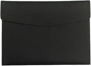Oneyijun PU Leather A4 File Folder Document Holder Waterproof Portfolio Envelope Folder Case with Snap Closure 33x24cm Black