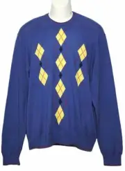 Hickey Freeman Italian Pima Cotton Sweater Regatta Blue Yellow Red Men's Size XL