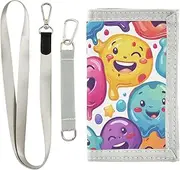 [Yoogain] Cartoon Funny Colorful Bubble minimalist wallet for womens nylon clip wallet for men with lanyard, cartoon funny colorful bubble, 1 size, Fashion