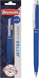 Reynolds Jetter BP Fine Point Classic Ball Pen, 0.7 mm Tip Size, Blue Ink (Pack of 10)