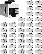 VANDESAIL 40 Pack Cat 6 Shielded Keystone Coupler, Cat6 Keystone Jacks Female to Female RJ45 Coupler, Ethernet Wall Plate Inline Keystone Coupler for Cat6, Cat5e, Cat5 Cabling Silver
