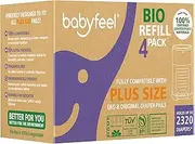 Babyfeel BIO Refills Compatible with DEKOR PLUS Diaper Pails | 100% Compostable | 4 Pack| Exclusive 50% Extra Thickness |Compost Refill bags with Powerful Odor Elimination | Holds up to 2320 Diapers
