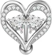 [Niaspi] 14G CZ Heart Reverse Belly Button Rings Stud Stainless Steel Heart Belly Navel Rings Curved Navel Barbell Sparkling Body Piercing Jewelry for Women