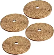 HAKIDZEL 4Pcs Coir Mulch Mats Coconut Protection Liners for Weeds Breathable Mulch Rings Garden Supplies for Flower Pots and Growth