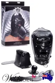 NEW Master Series Muzzled Universal BDSM Hood with Removable Muzzle, Bondage