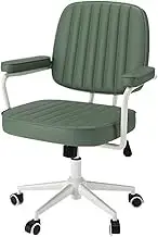 Ergonomic Office Chair Mid Back Leather Desk Chair PU Leather Office Task Chair with Armrests, Adjustable Chair with Wheels, Lift Swivel Chair Desk Chair(Green)