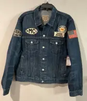 Polo Ralph Lauren Men’s Riders Association Patch Denim Trucker Jacket Sz L NWT