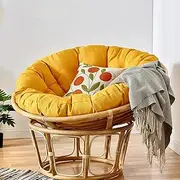 Egg Chair Cushion, Wicker Papasan Chair Cushion, Egg Hammock Chair Pads, Hanging Basket Chair Cushions, Round Oversized Swing Rattan Chair Pads (Color : Yellow, Size : 110cm)