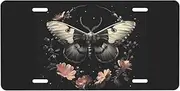 Night Moth Boho License Plate Aluminum Noverlty License Plate for Men/Women/Boy/Girls Car Vehicles 6×12 Inch (4 Holes)
