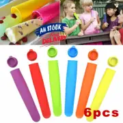 6Pcs Ice Cream Block Molds Pole Jelly Popsicle Maker Safe Silicone Pop Mould Icy