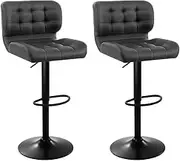 Artiss Bar Stools Stool Set of 2 Adjustable Kitchen Swivel Counter Barstools Dining Chair Chairs Gas Lift Grey in 54-76cm Seat Height Floor for Home Bar Dining Room Cafe Outdoor Indoor
