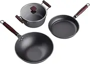 Pots and Pans Set Nonstick, Cookware Sets, 5 PCS Induction Kitchen Cookware Set, Non Stick Cooking Set w/Frying Pans (Temujin)