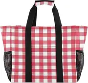 [sanluoli] Tote Collapsable Beach Totes Bags Sandproof with Handles Carrier Bags, Checkered, 1 size