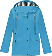 [TANGNADE] Lightweight Rain Jacket Women Plus Size Raincoats Womens Waterproof with Hood Fall Winter Outdoor Coats