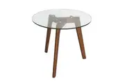 SK Designer Living | Stad Round Glass Side Table | Walnut