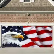 7x16ft American Flag and Bald Eagle Theme Garage Door Decorative Banner