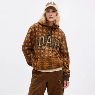 【GAP】男女同款 Gap x DAP聯名 Logo刷毛帽T-棕色條紋(838149)