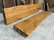 2 Pack Live Edge Curly Cherry Shelves/Kiln Dried Shelf Wood/Rustic Shelves