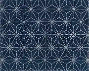 NASKA 17022 Sashiko Cloth, Indigo Dyed, 1 Hemp Leaf, 13.8 x 15.0 inches (35 x 38 cm), Blue