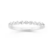 Silver 9 Round Cz Stacker Ring in White
