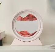LED Light Quicksand Table Lamp Moving Sand Art Picture 3D Hourglass Pink-Red