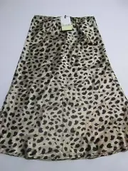 NWT Kourt Womens Size S A-Line Skirt Beige/Black Animal Print Pull On Casual