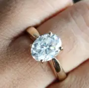 D/VVS1 Moissanite Ring Solitaire Oval Cut Moissanite Promise Ring Yellow Gold