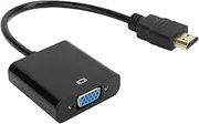 VGA to HDMI Adapter, HD Multimedia Interface to VGA Adapter Converter Cable for Computer Laptop Projector (Black)