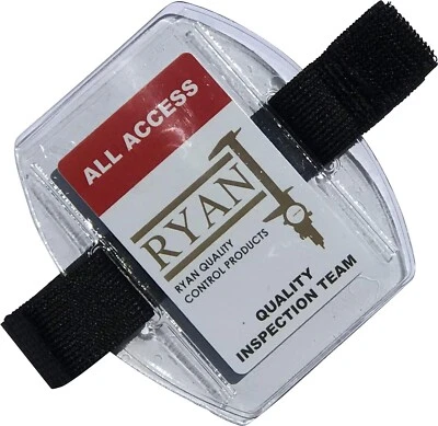 Arm Band Photo ID Badge Holder Vertical w/ Elastic Black/Strap