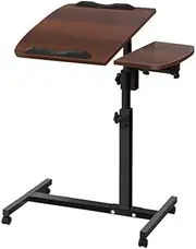 [Artiss] Laptop Table, Adjustable Stand Desk Desktop Computer Standing Study Desks Bed Side Tables Home Office Travel Studio Furniture, Portable 360° Rotating Lockable Caster Wheels White