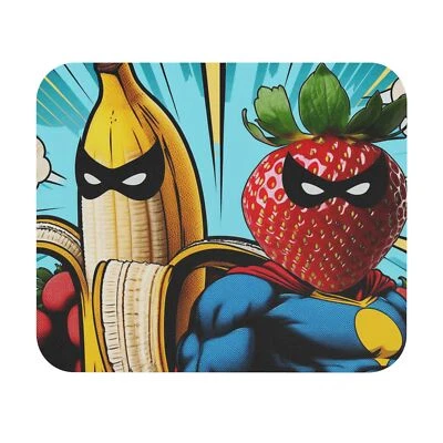 Mouse Pad (Rectangle) Superheroes Banana and Strawberry Comicbook Style Design 8