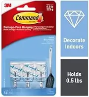 Command Wire Hanging Utensil Hook 3-Pieces, Small, Clear