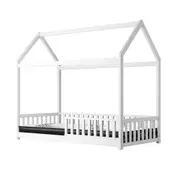 Oikiture Kids Bed Frame With Single Mattress Set House Frame White