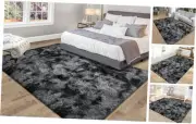 Soft Fluffy Area Rug for Bedroom,Tie Dye Black 4x6 ft Fuzzy Shaggy Carpet