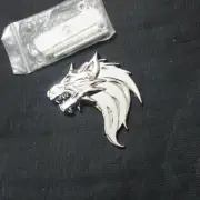 1x Chrome Silver Right Wolf Head Front Metal Grille Badge Emblem Car Turbo Coupe (for: Renault)