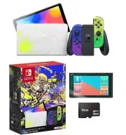 NEW Nintendo Switch OLED 64GB Splatoon Edition + 16GB & Screen Protector Bundle