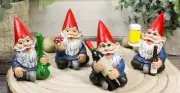 Happy Times Drunk And High Gnome Figurines Collectible Set of 4 Whimsical Gnomes